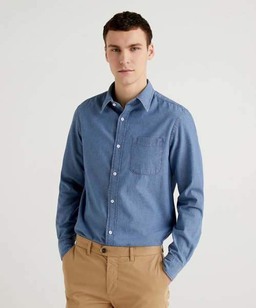 セール スリムフィットシャンブレーシャツ ベネトン メンズ Benetton Mens Magaseek セール スリムフィットシャンブレーシャツ ベネトン メンズ Benetton Mens Magaseek