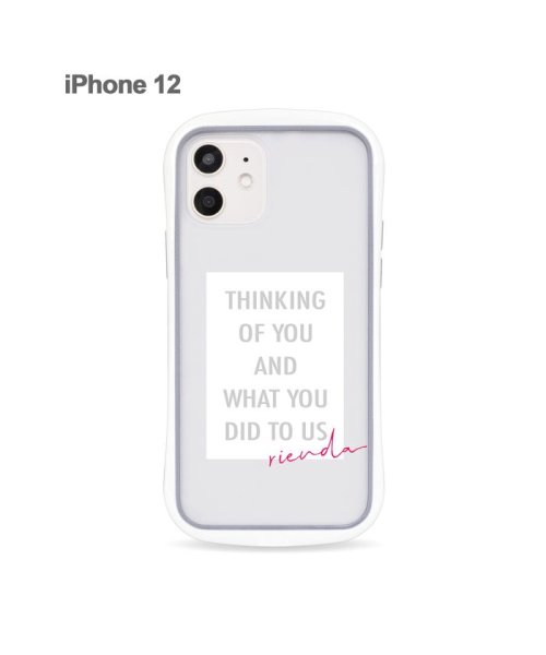 Mーfactory(エムファクトリー)/iphone ケース iPhone12 リエンダ rienda 耐衝撃クリアケース iphone12 アイフォンケース スマホケース/テキスト/ホワイト