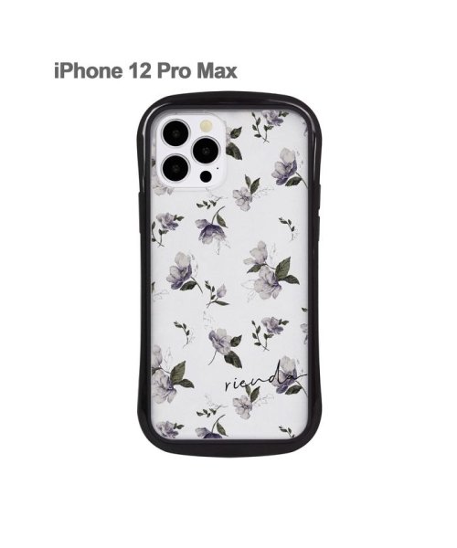 Mーfactory(エムファクトリー)/iphone ケース iPhone12ProMax リエンダ rienda 耐衝撃クリアケース iphone12promax アイフォンケース スマホケース/フラワー/ブラック