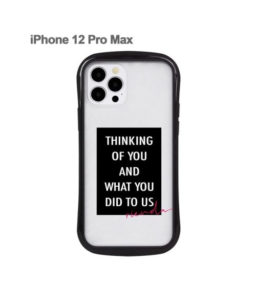Mーfactory(エムファクトリー)/iphone ケース iPhone12ProMax リエンダ rienda 耐衝撃クリアケース iphone12promax アイフォンケース スマホケース/テキスト/ブラック