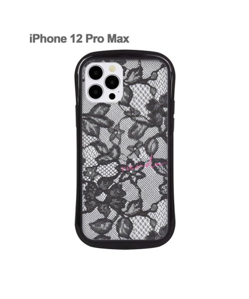 Mーfactory(エムファクトリー)/iphone ケース iPhone12ProMax リエンダ rienda 耐衝撃クリアケース iphone12promax アイフォンケース スマホケース/レース/ブラック