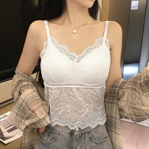 インナー キャミ レディース キャミソール 重ね着 ノンワイヤーブラレット 背中あき 総レース パッド付き 下着 セクシー ミニミニストア Miniministore Magaseek