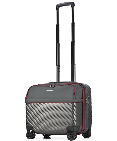 tavivako(タビバコ)/amant スーツケース フロントオープン S 機内持ち込み 小型 軽量 拡張 横型 出張 静音 8輪 PCポケット TSA キャリーケース キャリーバッグ/グレー