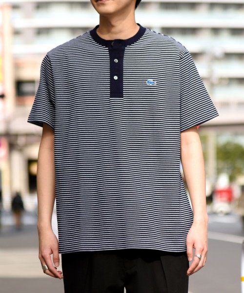 Web限定 Ships別注 Lacoste ヘンリーネック Tシャツ シップス メン Ships Men Magaseek