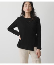 AZUL by moussy(アズールバイマウジー)/LAYERED RIB L／S TOPS/BLK