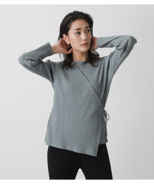 AZUL by moussy(アズールバイマウジー)/LAYERED RIB L／S TOPS/GRN