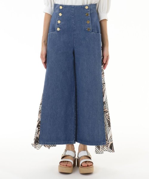 セール 50 Off フラワープリントマリンデニムパンツ グレースコンチネンタル Grace Continental Magaseek