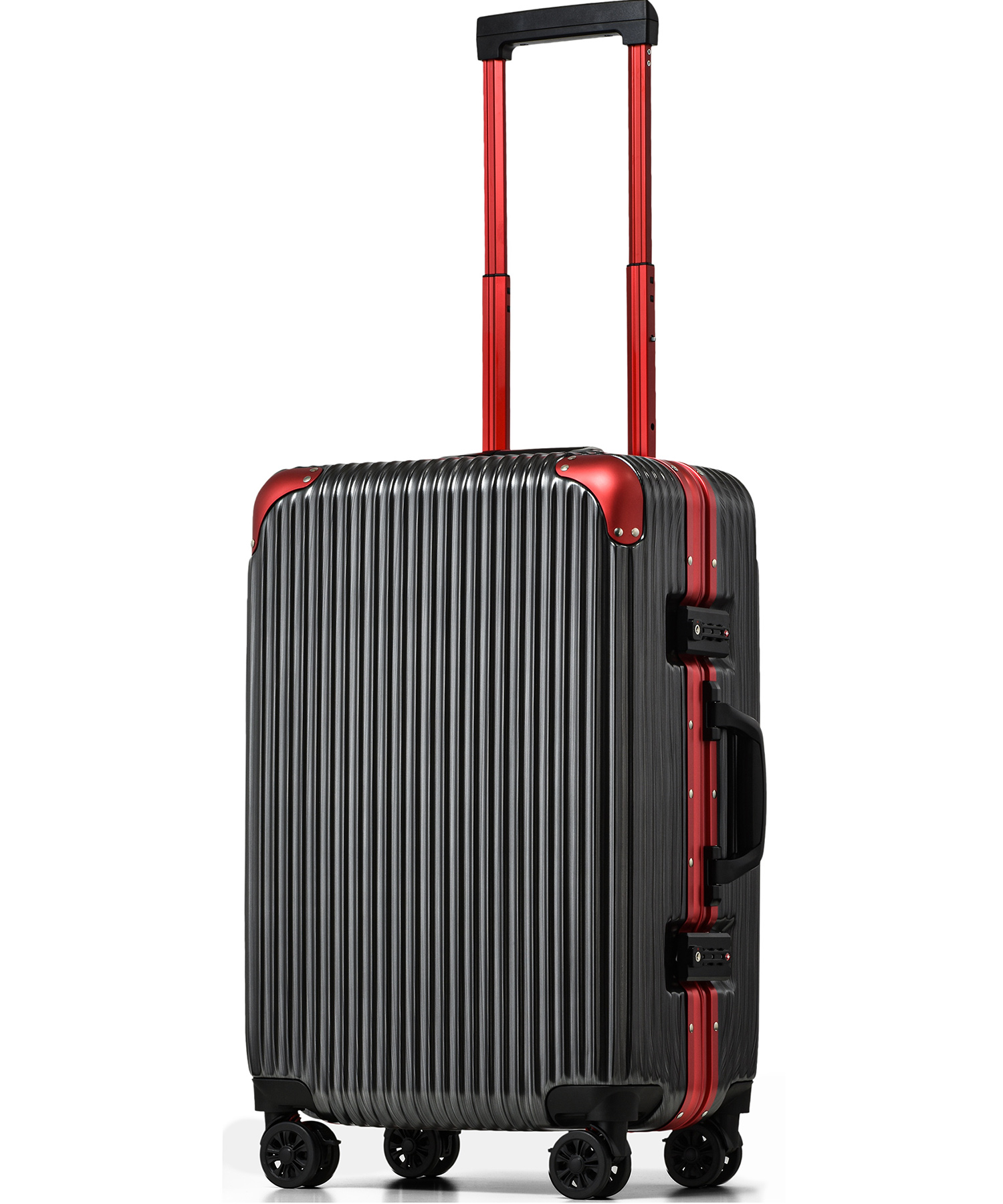 Proevo スーツケース M キャリーケース キャリーバッグ サスペンション ストッパー ブレーキ フレーム アルミ 中型 TSA ダイヤル 8輪  静音