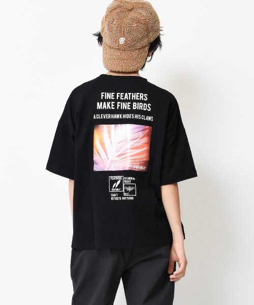 RAT EFFECT(ラット エフェクト)/FINE FEATHERS ビッグTシャツ/ブラック