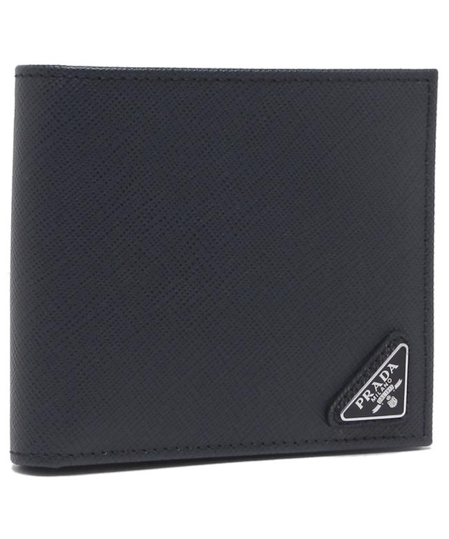 プラダ 二つ折り財布 サフィアーノトライアングルロゴ ネイビー メンズ PRADA 2MO513 QHH F0216