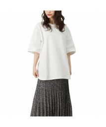 MAC HOUSE(women)(マックハウス（レディース）)/NAVY ネイビー オーガニックコットン ラウンドチュニックTシャツ OGCS1005/ホワイト