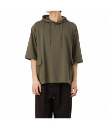 MAC HOUSE(men)(マックハウス（メンズ）)/URBAN COLLECTION アーバンコレクション ストレッチミニ裏毛5分袖ガーデニングパーカー 9773530C/カーキ