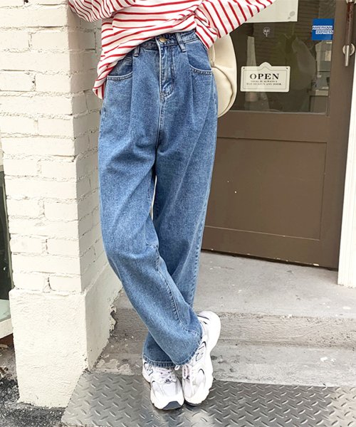 春物先行販売 ボーイフレンドハイウエストタックデニム 春夏服 お尻カーバー パンツ ジンズ 韓国ファッション カジュアル アルゴトウキョウ Argo Tokyo Magaseek