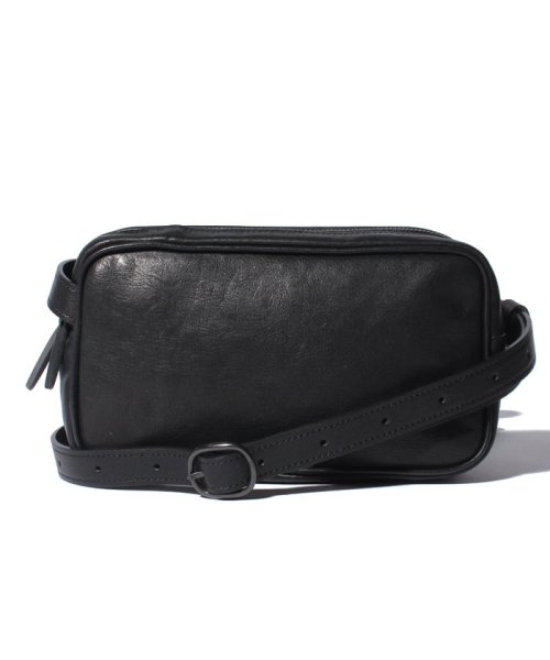 PATRICK STEPHAN(パトリックステファン)/Leather shoulder bag 'double zip'/ブラック