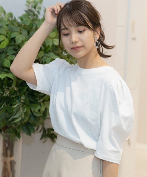 セール パワーショルダーtシャツ インナー半袖 カットソー トップス Tシャツ パワショル パフスリーブパフ 7 5 分 袖 涼しい 夏 コットン 綿 100 アドティエ Ad Thie Magaseek