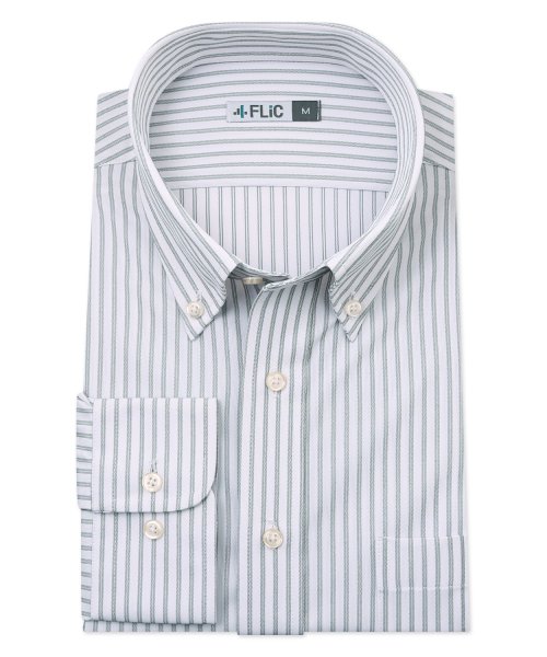 時短シャツ ノーアイロン ワイシャツ ニットシャツ ストレッチ ポロシャツ メンズ シャツ ビジネス ボタンダウン ストライプ yシャツ カッターシャツ  長袖 (503954913) フリック(FLiC) MAGASEEK