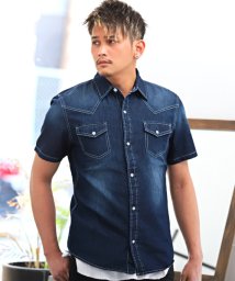 セール ウエスタン半袖デニムシャツ デニムシャツ 半袖 メンズ 半袖シャツ ウエスタン ラグスタイル Luxstyle Magaseek