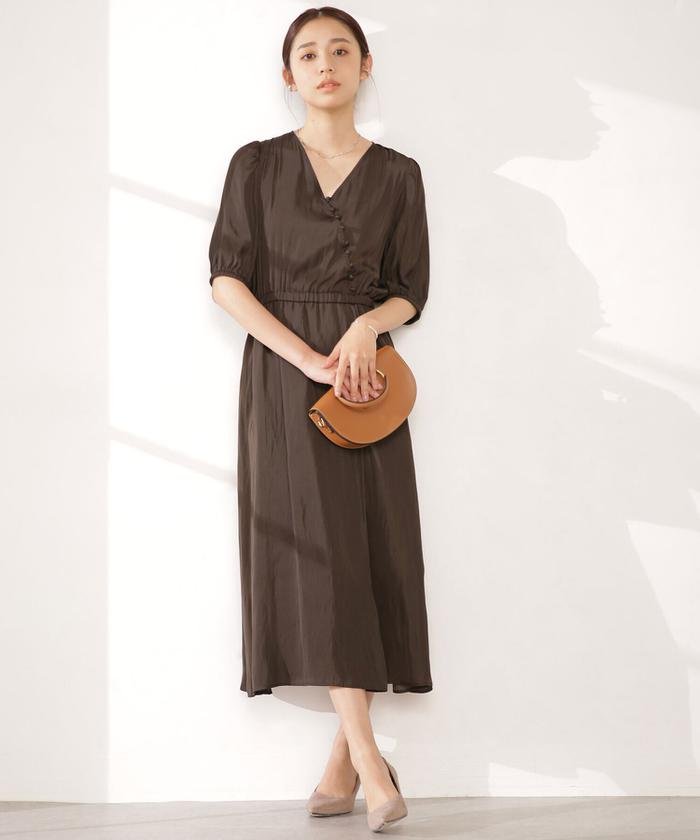 クーポン開催中 セール 30 Off Web限定 サテンマキシカシュクールワンピース 五分袖 ナノ ユニバース Nano Universe Magaseek