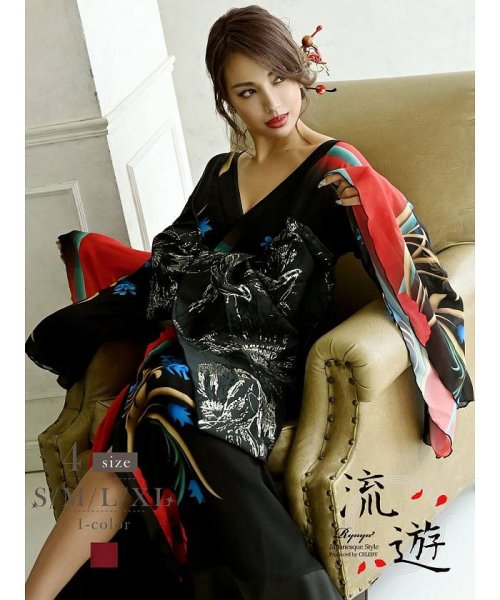 セール 流遊 着物ドレス 簡単 キャバドレス 花魁 和柄 リューユ Rew You Magaseek