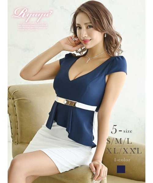18%OFF】 Vネック スーツ風 ワンピース XL キャバドレス ホワイト ペプラムミニドレス Vネック スーツ風 ワンピース XXL キャバドレス ブラック ミニドレス