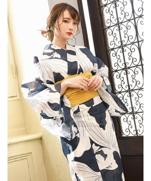 白 ネイビー 浴衣 大人かわいい 古典柄 リューユ Rew You Magaseek