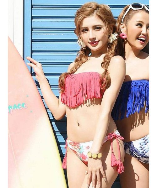セール フリンジ バンドゥビキニ 水着 花柄 ボタニカル リューユ Rew You Magaseek