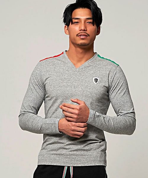 セール 長袖tシャツ メンズ ブランド ロンt Vネック エンブレム ワンポイント おしゃれ ブラック グレー ホワイト 白 黒 カジュアル スポーティー ラグジュアリ ヴィオラ Viola Magaseek