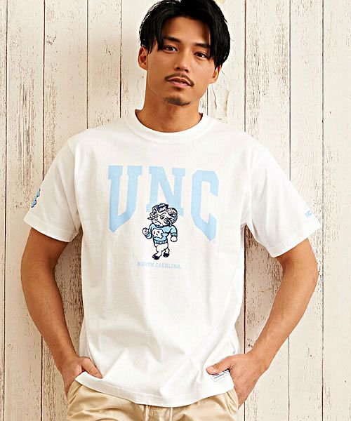 Tシャツ メンズ トップス インナー カットソー 半袖 ロゴ プリント ユニセックス ホワイト サックス M L Ncaa エヌシーエーエー 春服 夏服 春 エスビーセレクト Sb Select Magaseek