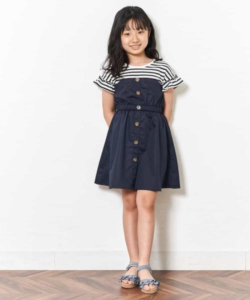 セール 27 Off 100 130 ボーダードッキングワンピース Web限定サイズ アー ヴェ ヴェキッズ A V V Kid S Magaseek