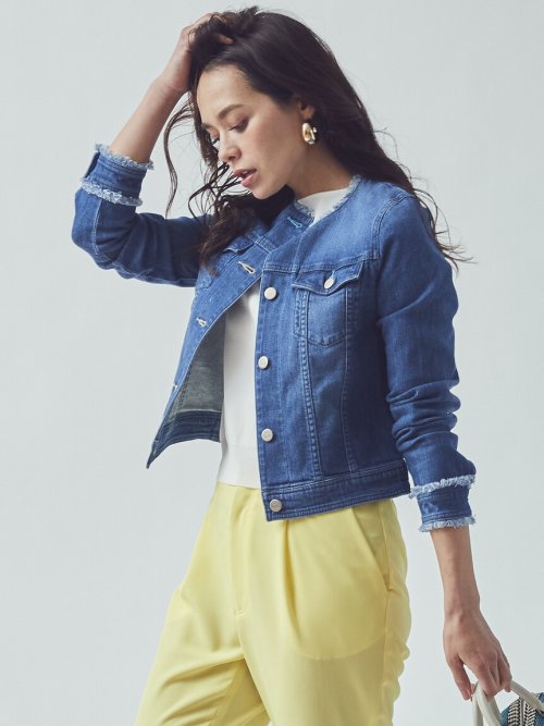 ノーカラーデニムジャケット レディースファッション 阪急百貨店公式通販 Hankyu Fashion