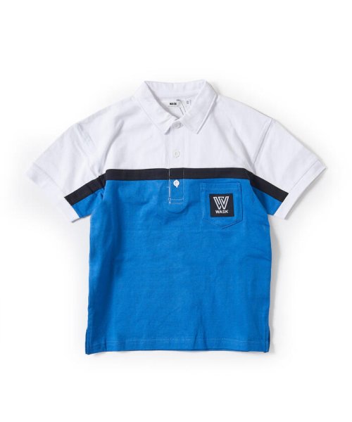 WASK(ワスク)/切替 ワイド 半袖 ポロシャツ (100~160cm)/ブルー