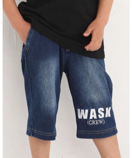 WASK(ワスク)/5.5分丈 デニムニット パンツ (100~160cm)/ネイビー