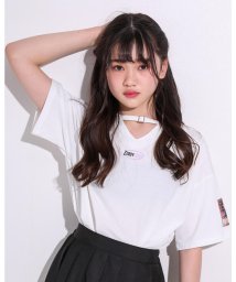ZIDDY(ジディー)/【ニコ☆プチ掲載】チョーカー風 ベルト Tシャツ(130~160cm)/ホワイト