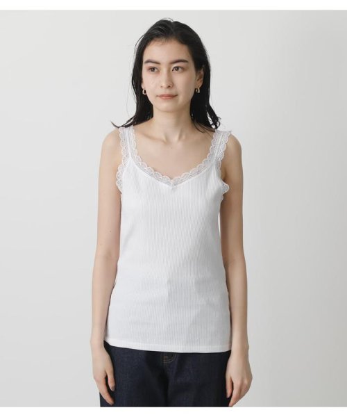 AZUL by moussy(アズールバイマウジー)/BASIC LACE CAMISOLE/WHT