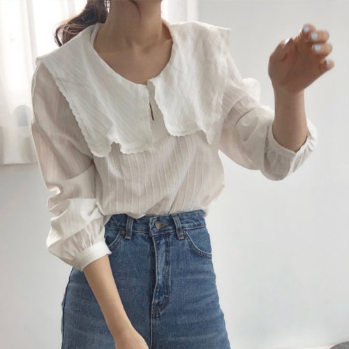 セール シャツ トップス 韓国ファッション セーラー襟 ブラウス ラッフルブラウス 長袖 可愛い 通勤 レディース ミニミニストア Miniministore Magaseek セール シャツ トップス 韓国ファッション セーラー襟 ブラウス ラッフルブラウス 長袖 可愛い 通勤 レディース ミニミニストア Miniministore Magaseek