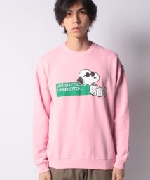 BENETTON (mens)(ベネトン（メンズ）)/【PEANUTSコラボ】JCCスヌーピー＆ウッドストックプリントスウェットトレーナー/ピンク