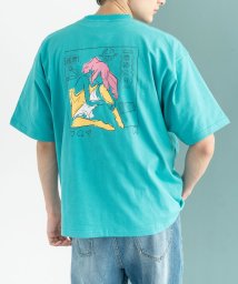 Rocky Monroe(ロッキーモンロー)/半袖プリントT メンズ レディース ユニセックス Tシャツ カジュアル ビッグシルエット オーバーサイズ 綿 コットン バックプリント ストリート イラスト 中/ダークグリーン