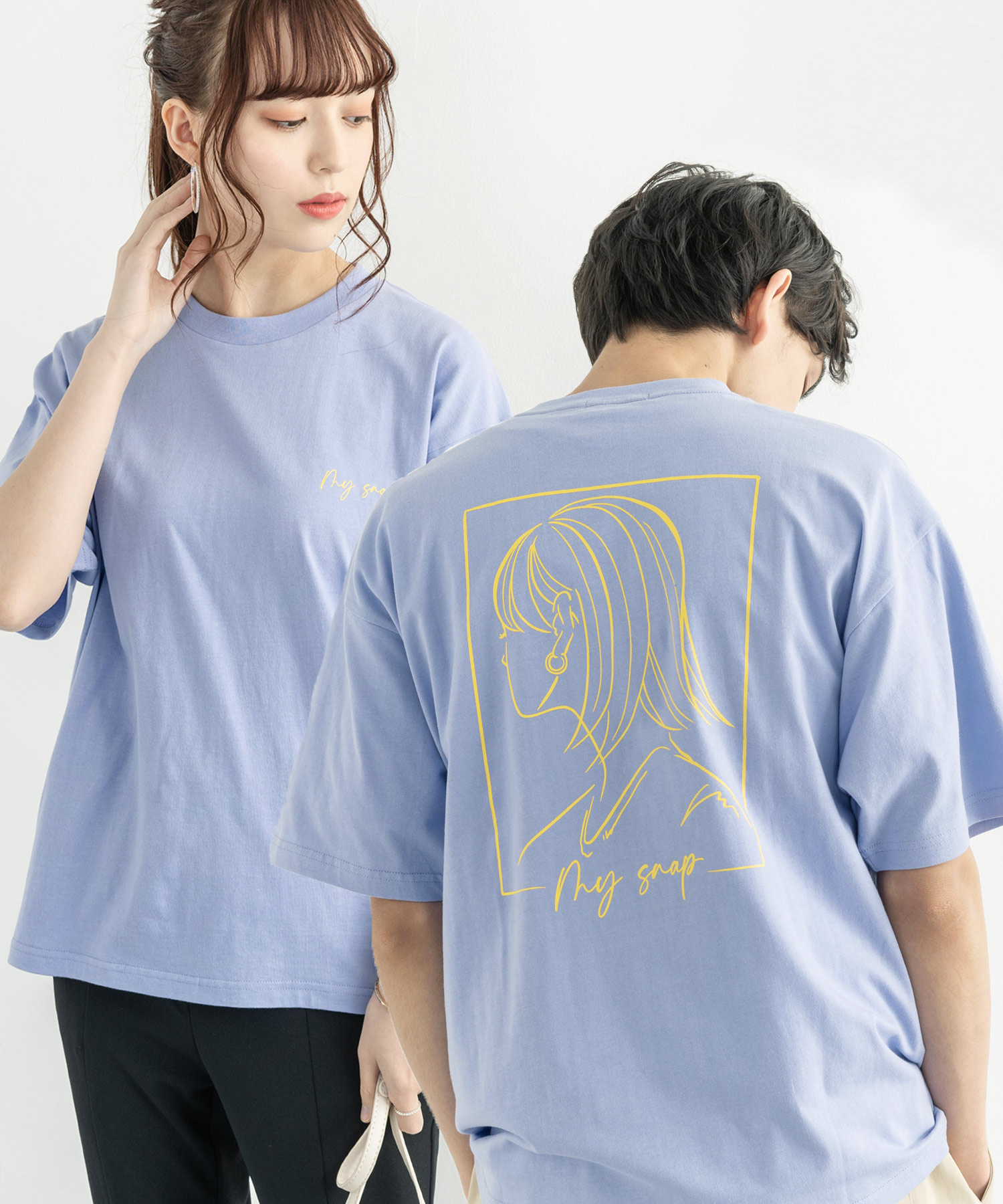 半袖プリントT メンズ レディース ユニセックス Tシャツ カジュアル ビッグシルエット オーバーサイズ 綿 コットン バックプリント ストリート イラスト 中