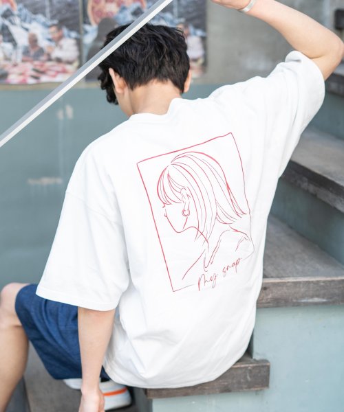 Rocky Monroe(ロッキーモンロー)/半袖プリントT メンズ レディース ユニセックス Tシャツ カジュアル ビッグシルエット オーバーサイズ 綿 コットン バックプリント ストリート イラスト 中/オフホワイト系1