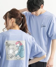 Rocky Monroe(ロッキーモンロー)/半袖プリントT メンズ レディース ユニセックス Tシャツ カジュアル ビッグシルエット オーバーサイズ 綿 コットン バックプリント ストリート イラスト 中/パープル