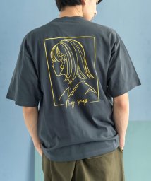 Rocky Monroe(ロッキーモンロー)/半袖プリントT メンズ レディース ユニセックス Tシャツ カジュアル ビッグシルエット オーバーサイズ 綿 コットン バックプリント ストリート イラスト 中/チャコールグレー