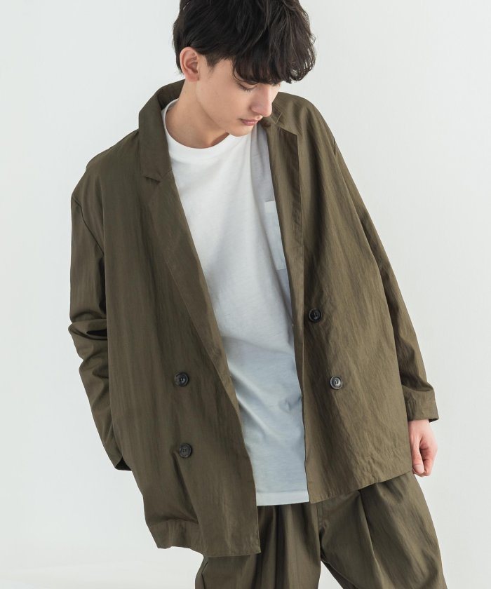 テーラードジャケット ダブル メンズ ライトアウター セットアップ可能 オーバーサイズ ビッグシルエット 軽い 無地 テレワーク 在宅 ビジカジ 通勤 ビジネス ロッキーモンロー Rocky Monroe Magaseek