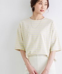 ROPE' PICNIC(ロペピクニック)/【ラク美Tee】【TRUE COTTON】ボーダーハーフスリーブＴシャツ/イエロー系（81）