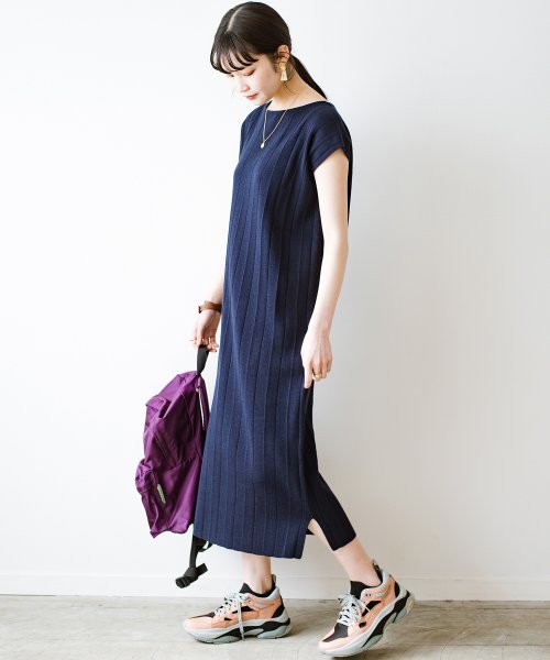 脱カットソーワンピ 楽ちんさは同じなのにきちんと見えは100倍ニットワンピース By Que Made Me ハコ Haco Magaseek
