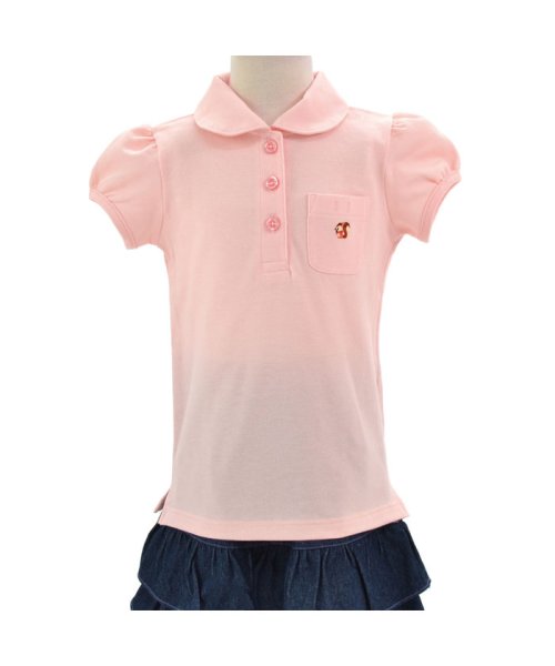 COLORFUL CANDY STYLE(カラフルキャンディスタイル)/ポロシャツ 半袖 100cm コーラル×りす（刺繍入り）/ピンク