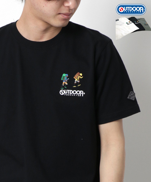 【OUTDOOR PRODUCTS】アウトドアプロダクツ Tシャツ ロゴ 刺繍 半袖 ティーシャツ アウトドア カジュアル