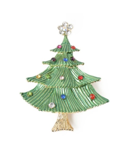 セール クリスマス ブローチ クリスマスツリー ツリー もみの木 キラキラ フラワー 花 緑 ゴールド プレゼント B アールエムストア Rm Store Magaseek