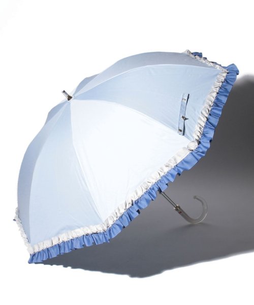 LANVIN en Bleu(umbrella)(ランバンオンブルー（傘）)/LANVIN en Bleu（ランバン オン ブルー）晴雨兼用日傘　グログランフリル/サックスブルー