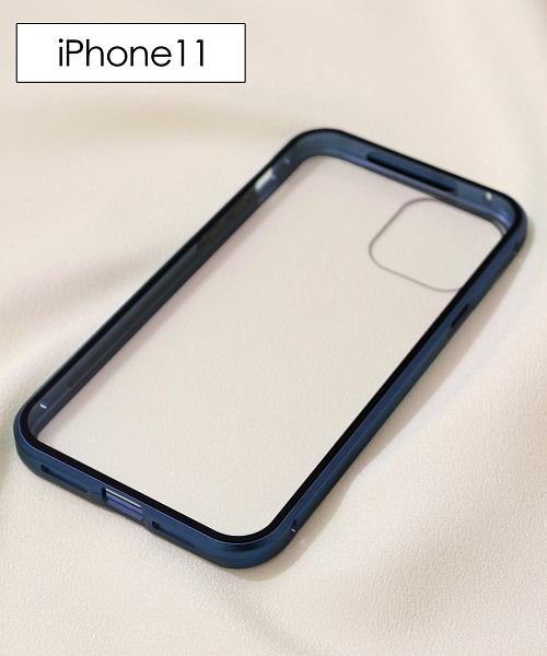ninon(ニノン)/【iPhone12 /12 mini /12 pro max対応】強化ガラスの全面保護マグネットアイフォンケース　iPhone11&11Pro&11ProMax/ネイビー