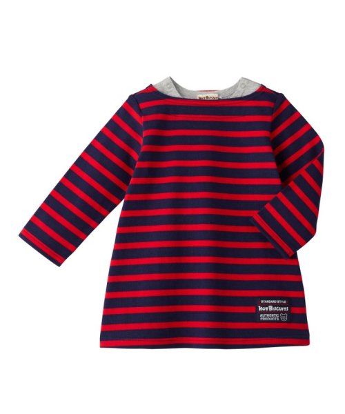 セール ボートネックの重ね着風ボーダーワンピース ミキハウスホットビスケッツ Miki House Hot Biscuits Magaseek